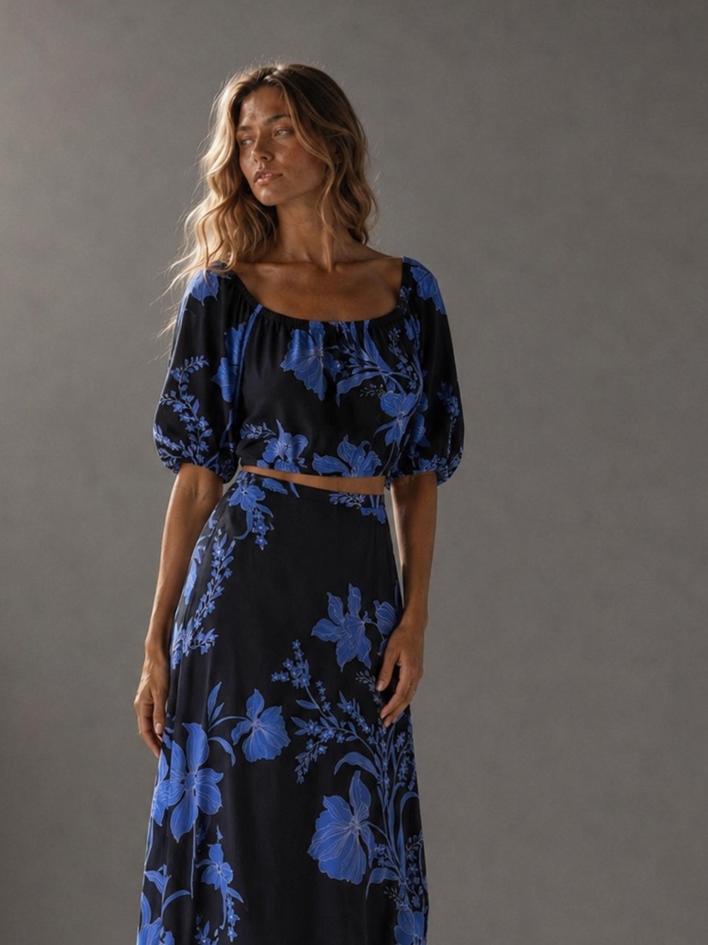 Calypso St. Barth Floral Two Piece Crop Top Maxi Skirt Set NWT